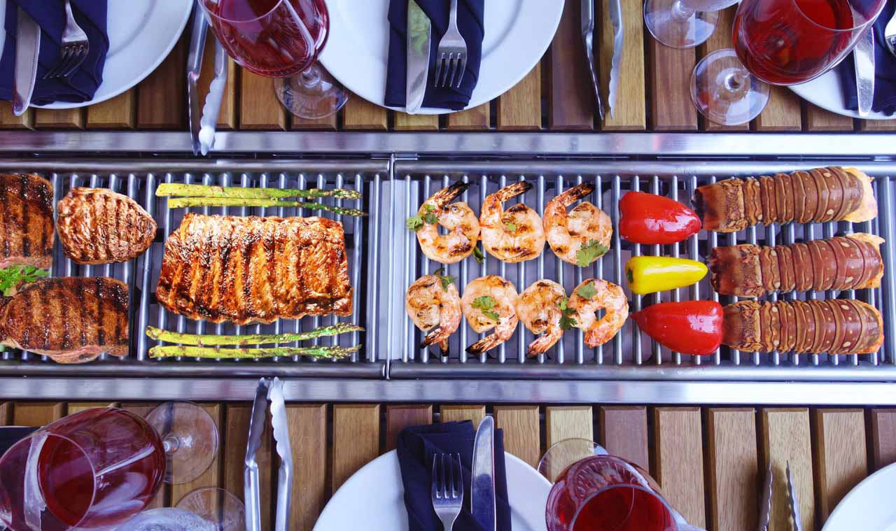 dining table with built in grill